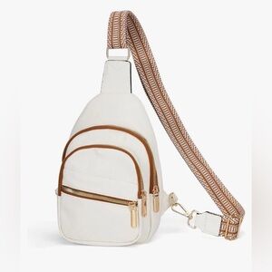Elegant Cream Backpack with Brown Details